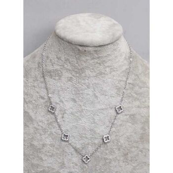 hollow clover necklace with rhinestones in steel