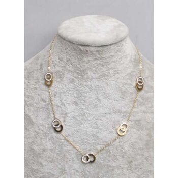 Rhinestone circle necklace and smooth gold-plated steel