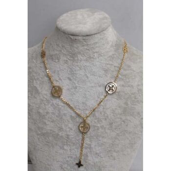 bijoux trefle nacre pendant en acier