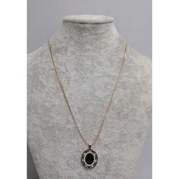 bijoux pendentif strass email noir en acier doré