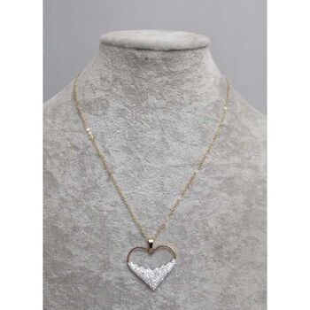 pendentif coeur moitie plein strass acier