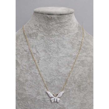 bijoux pendentif papillon strass en envol en acier