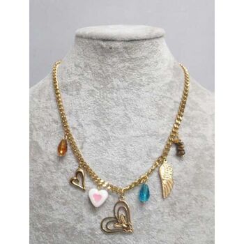 collier acier doré coeur ailes