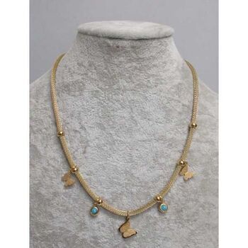 collier chaine tube papillon acier doré