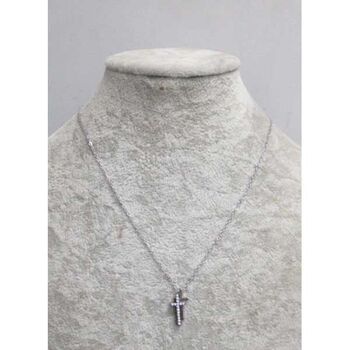 bijoux pendentif croix superposée strass acier