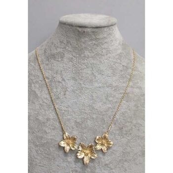 bijoux 3 petales fleurs acier doré