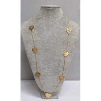 collier acier doré long en coeur