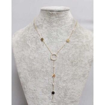 bijoux collier Y carré strass pendant acier inoxydable