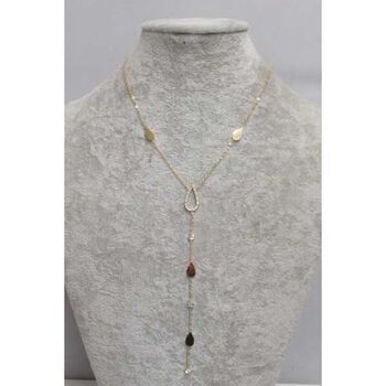 bijoux collier Y longue traine goutte strass en acier inoxydable