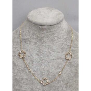 bijoux collier 3 trefles strass acier doré