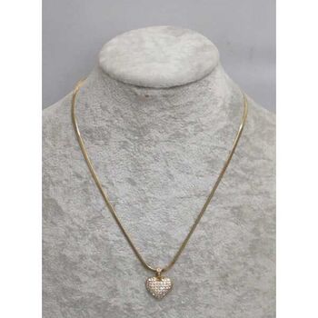 bijoux collier coeur plein strass dore acier