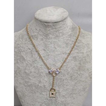 bijoux collier serrure strass coeur en acier