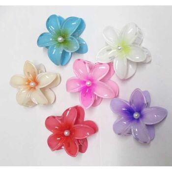 Pince à cheveux hibiscus avec perle lot de 12pcs
