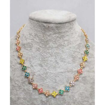 Princess necklace with rhinestones in all colors, made of stainless steel