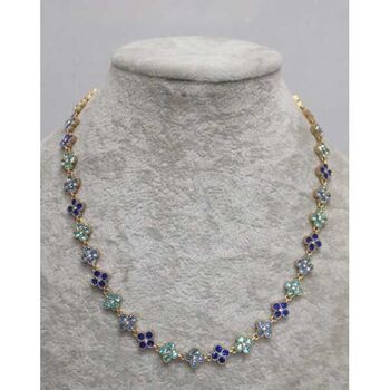 Princess necklace with blue rhinestones in stainless steel