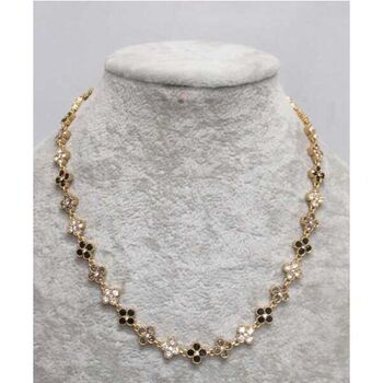 Princess necklace with black rhinestones in stainless steel