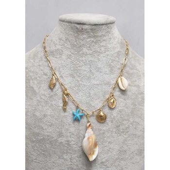 Seashell necklace jewelry, gold-plated steel