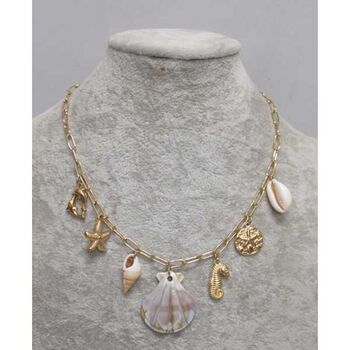 bijoux collier breloques éléments de la mer en acier