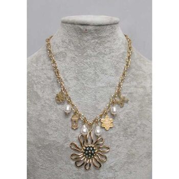 bijoux collier breloques fleur XL en acier