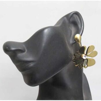 boucles d'oreilles acier doré fleur et cristal