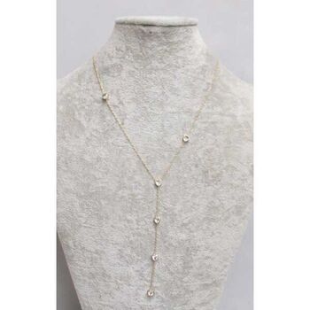 Y-shaped necklace in steel with a heart and crystal