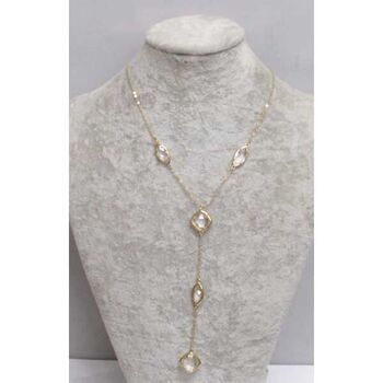 Crystal drop necklace, long steel jewelry