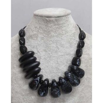 necklace jewelry cord mix wood black resin