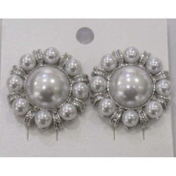 small and large circle clip-on pearl earrings
