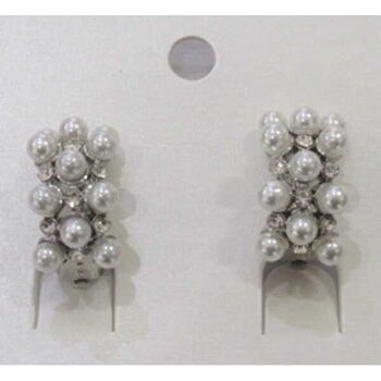 boucles oreilles clip demi créole  perles strass