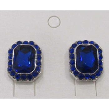 geometric clip-on earrings in blue crystal