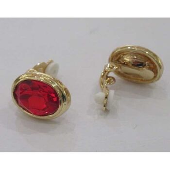 Women's red crystal clip-on earrings