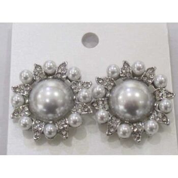boucles d'oreilles a pince soleil perle strass