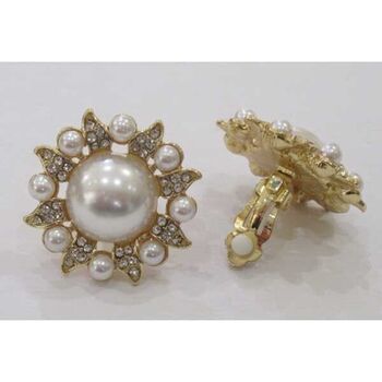 Boucles oreilles clip perle soleil doré