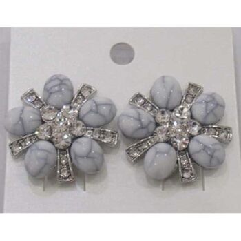 howlite flower costume earrings for unpierced ears