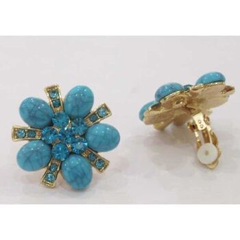 clip-on rhinestone pearl square earrings jewelry