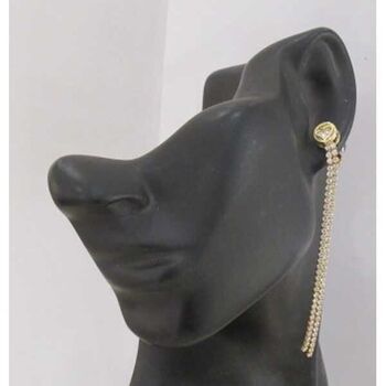 Rhinestone dangle earrings, heart-shaped clip-on earrings