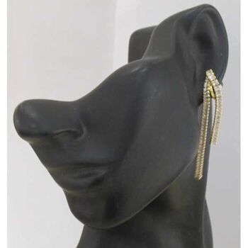 boucles oreilles zircon 2 lignes petite et grande à pince