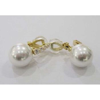 pearl ball earrings with rhinestone clip-on