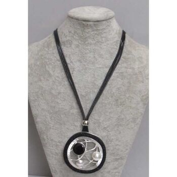 Bijoux argente noir collier femme perle et peinture