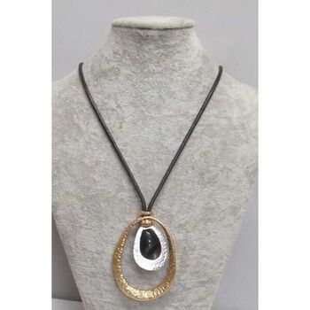 Bijoux long pendentif argente doré résine