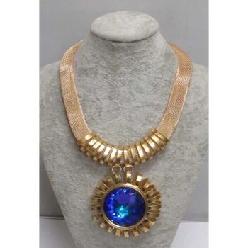 Bijoux doré soleil cristal bleu