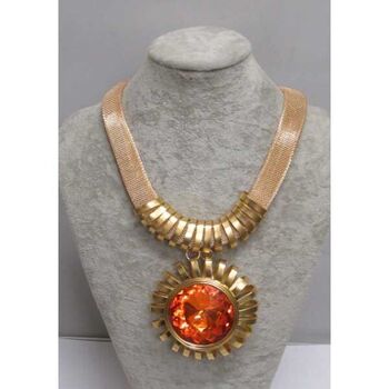 Bijoux collier pendentif soleil orange