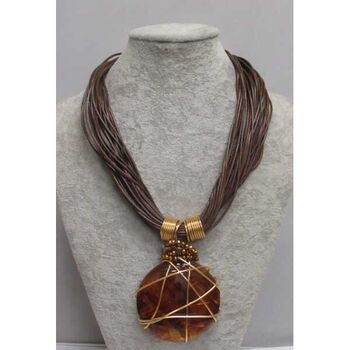 Bijoux bohême caillou marron