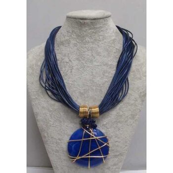 blue pebble woven necklace jewelry