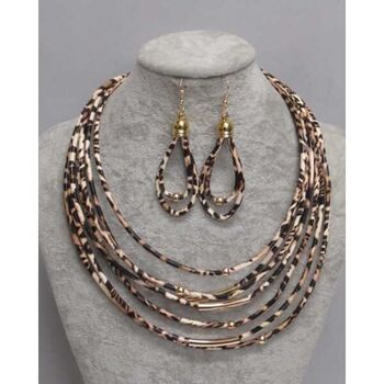 Bijoux collier tissu léopard