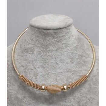 Collier bijoux cerceau tresse metal doré