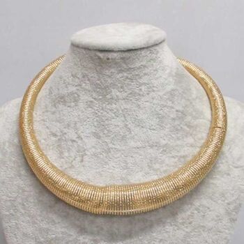 bijoux collier spirale metal fantaisie etincelant