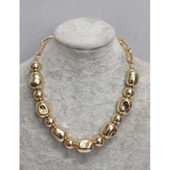 fancy gold bead and pebble necklace