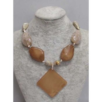 Women's jewelry beige resin diamond pendant