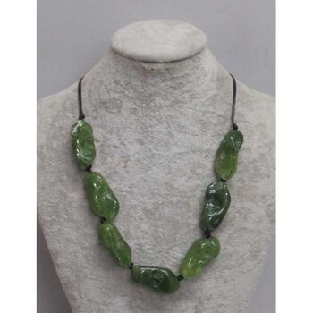 Resin elongated pebbles green jewelry